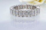 2ct Emerald Simulated Diamond Iced Full Eternity Wed Band 14k White Gold Plated