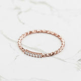 Twisted Rope Thin Wedding Ring Band 0.3ct Round Cut Diamond 14k Rose Gold Finish