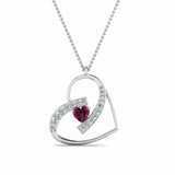 0.5ct Heart Cut Pink Ruby Love Valentine Pendant 14k White Gold Finish NO CHAIN