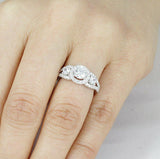 3Ct Round Diamond Halo Split Shank Stylish Engagement Ring 14K White Gold Finish