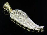 0.75ct Round Cut Diamond Single Angel Wing Pendant 14k Yellow Gold Over NO CHAIN