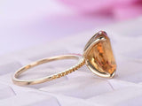 5ct Oval Yellow Citrine Engagement Ring Accents Solitaire 14k Yellow Gold Finish