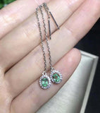 1.6ct Drop Earrings Oval Cut Green Emerald Dangling Halo 14k White Gold Finish