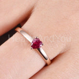 0.5ct Heart Cut Simulated Ruby Solitaire Engagement Ring 14k Rose Gold Plated