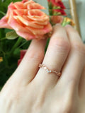 Leaf Vine Petite Engagement Ring 0.15ct Round Cut Diamond 14k Rose Gold Finish