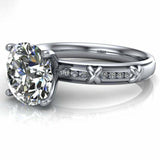 3ct Round Diamond Engagement Ring Solitaire with Cross Accent 14k WhiteGold Over