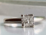 1.1ct Princess Cut Diamond Solitaire Promise Engagement Ring 14k White Gold Over