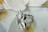 1.2ct Heart Cut VVS1 Diamond Engagement Ring Claddagh Design 14k White Gold Over