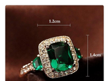 3Ct Elongated Cushion Cut Green Emerald Halo Engagement Ring 14K Rose Gold Over