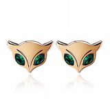 1Ct Marquise Cut Green Emerald Fox Eyes Stud Earrings Women 14K Rose Gold Finish