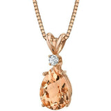 3Ct Pear Cut Peach Morganite Diamond Style Pendant 14K Rose Gold Finish NO CHAIN