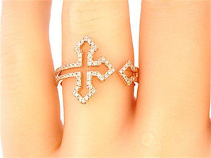 1ct Round Cut VVS1 Diamond Jesus Christ Cross Unique Ring 14k Rose Gold Finish