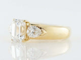 3ct Emerald Cut Diamond Engagement Ring Pear Accents Trilogy 14k YellowGold Over