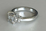 2.6ct Asscher Cut Diamond Engagement Ring Accent Trilogy 14k White Gold Finish