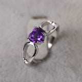 1ct Engagement Ring Heart Cut Purple Amethyst Split Shank 14k White Gold Finish