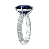 2ct Emerald Cut Blue Sapphire Engagement Ring Round Accent 14k White Gold Finish