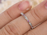 1ct Round Cut Pink Sapphire Full Eternity Stackable Band 14k White Gold Finish