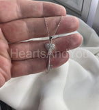 1ct Round Cut Moissanite Love Heart Key Pendant with Chain 14K White Gold Plated