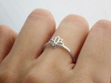 Flower Instead of Solitaire Engagement Ring 14k White Gold Finish