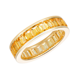 5.5Ct Emerald Cut Yellow Citrine Eternity Wedding Band 14K Yellow Gold Finish