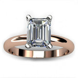 1ct Emerald Cut Diamond Classic Solitaire Engagement Ring Women 14k Gold Finish