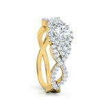 2ct Engagement Ring Round Cut Diamond Halo Infinity Design 14k YellowGold Finish