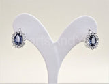 2ct Oval Cut Simulated Blue Tanzanite Halo Stud Earrings 14k White Gold Plated