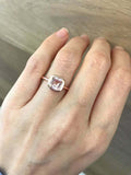 1.2ct Asscher Cut Peach Morganite Engagement Ring Bezel Set 14k Rose Gold Finish