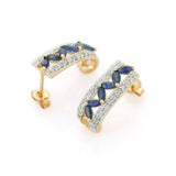 2.4ct Drop Earrings Marquise Cut Blue Sapphire Cocktail 14k Dual Gold Finish