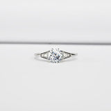 Solitaire with Accents Engagement Ring 0.6ct Round Diamond 14k White Gold Finish