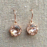 1ct Cushion Champagne Morganite Lovely Drop Earring Women 14k Rose Gold Finish