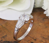 Accents Solitaire Engagement Ring 1.8ct Oval Cut Diamond 14k White Gold Finish