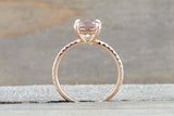 1.5ct Cushion Cut Peach Morganite Round Accents Solitaire Ring 14k RoseGold Over