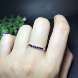 1ct Round Cut Blue Sapphire Wedding Band Half Eternity 14k Yellow Gold Finish