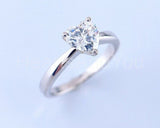 0.6ct Heart Simulated Diamond Solitaire Engagement Ring 14k White Gold Plated