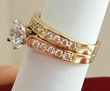 4Ct Round Cut VVS1 Diamond Bridal Set Solitaire Ring Band 14K Yellow Gold Finish