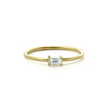 Minimalist Solitaire Engagement Ring 0.2ct Baguette Diamond 14k Yellow Gold Over