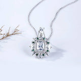 3Ct Radiant Cut Diamond Marquise Halo Iced Pendant 14K White Gold Over NO CHAIN