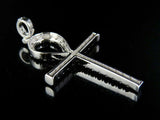 1.5ct Round Cut Diamond One Row Egyptian Ankh Cross Pendant 14k WhiteGold Finish