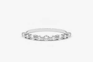 1ct Wedding Band Marquise Cut Diamond Minimalist Design 14k White Gold Finish