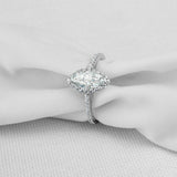 1.8ct Marquise Cut Diamond Halo Solitaire with Accent Ring 14k White Gold Finish