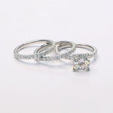 2ct Cushion Simulated Diamond Full Eternity Trio Ring Set 14k White Gold Plated