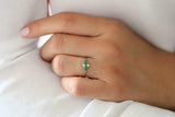 1ct Pear Green Emerald Two Stone Minimalist Engagement Ring 14k Yellow Gold Over