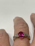 2.9ct Engagement Ring Oval Cut Pink Ruby Split Shank 14k Yellow Gold Finish