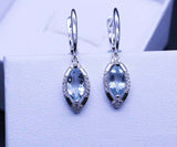 2ct Marquise Cut Blue Aquamarine Stylish Tear Drop Earrings 14k WhiteGold Finish