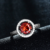 2.3Ct Round Cut Red Garnet Halo Hollow Engagement Ring 14K White Gold Finish New