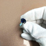 1.4ct Engagement Ring Oval Cut Blue Sapphire Solitaire 14k White Gold Finish