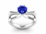 1ct Round Cut Sapphire Split Shank Stylish Hidden Halo Ring 14k White Gold Over