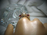 2ct Round Cut Diamond Trilogy Engagement Ring 14k White Gold Finish Ruby Accents