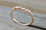 1ct Baguette Cut VVS1 Diamond Wedding Band 14k Rose Gold Finish Dainty Stackable